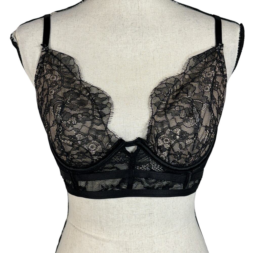 Victorias Secret SZ 36D Very Sexy Uniined Demo Bra Floral Adjustable Eyelash